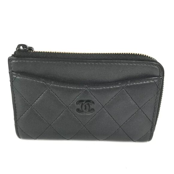 CHANEL AP3179 So Black CC CC Mark Matelasse Fragment case Wallet coin purse - Picture 1 of 14